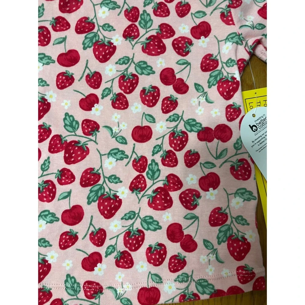 Wonder Nation Toddler Girls 2T Strawberry‎ Cherry Pajama Set  2PC 100%cotton NEW